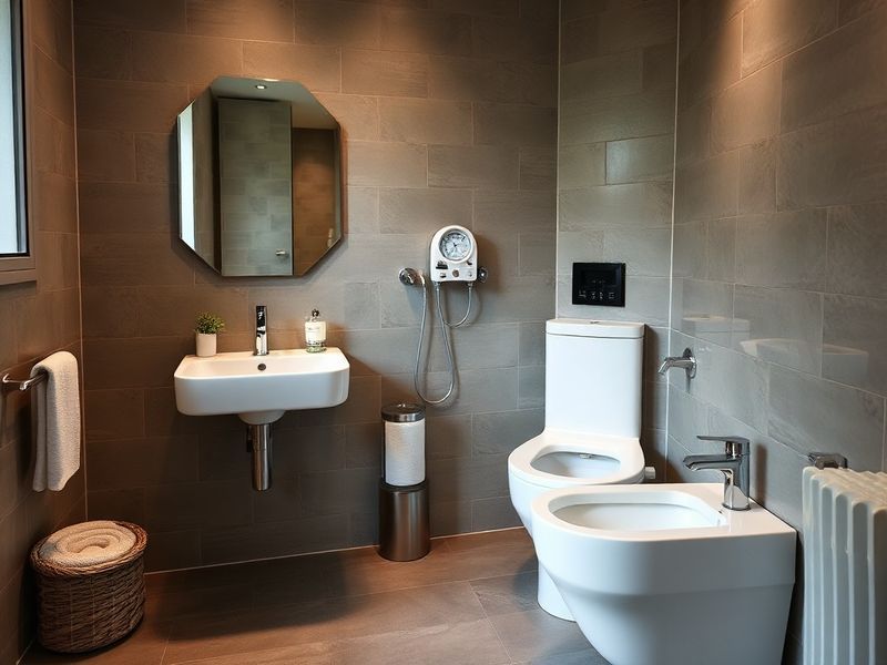 Ensemble sanitaire design pour une salle de bain contemporaine.